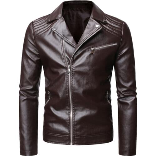 2021 Fall Leather Jacket Mens Punk Style Faux Leather Slim Lapel Zipper Leather Jacket Casual Boutique PU Motorcycle Coats 4XL