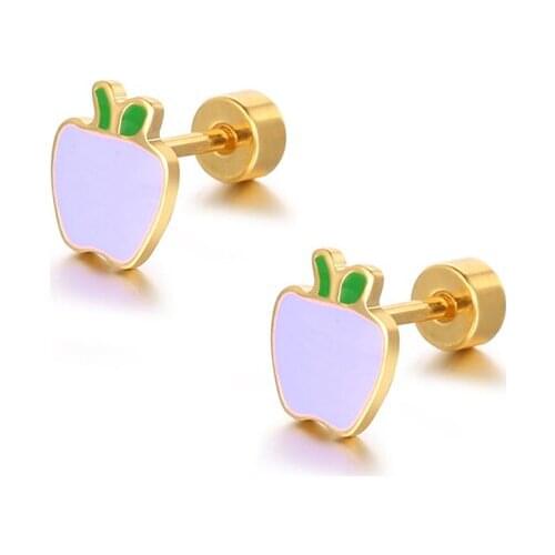 2021 New Red Apple Design Stud Earring Set For Cute for Women Girl Circle Jewelry Earrings Handmade Gifts Girl