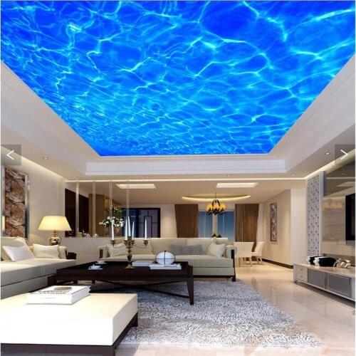 Beibehang murals wall paper Modern Art Top beach deep blue sea water ripples dining decor Ceiling large Wall Mural Wallpaper