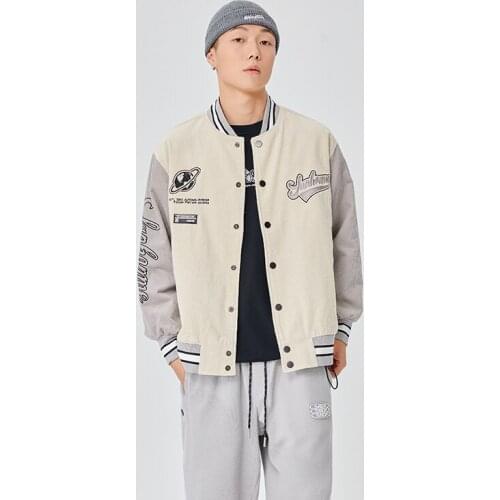 New Yolo Corduroy Baseball Jacket Mens Fall American INS Baggy Retro Mosaic Pilot Jacket Streetwear