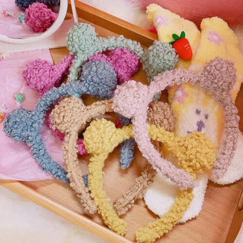 Simple and wild sheep curly hair hoop fairy wash face cute bear ear headband Mori hair accessories