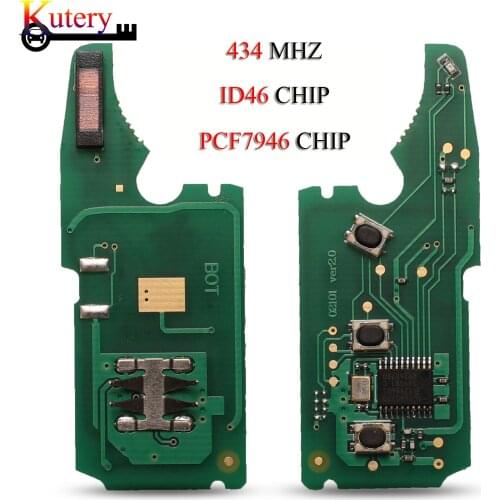 Kutery Remote Car Key Circuit board For Volkswagen VW Phaeton Touareg 2002-2010 ID46 PCF7946 CHIP 434MHZ 3 Buttons