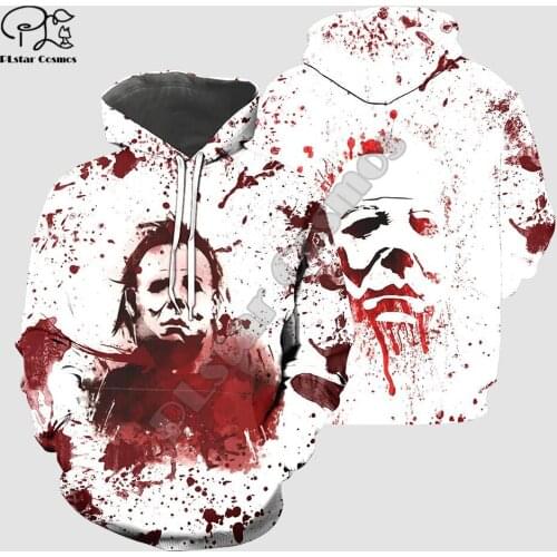 PLstar Cosmos Halloween Terror Horror Movie Cosplay Michael Myers Funny Long Sleeves Streetwear 3DPrint Men/Women Zip Hoodies A5