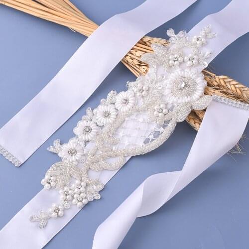 S91 Pearls Wedding Belt Rhinestone Bridal Dress Accessories Diamond Belts for Womens Fashion Prom Evening Dresses Accessories