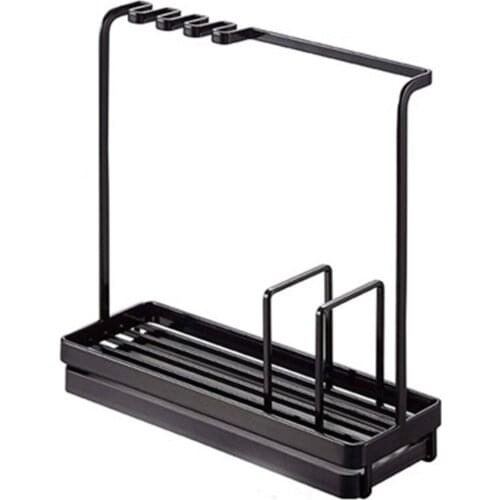 Simple Modern Kitchen Organizer Rack With Drain Pan Holders Tidying Storage Multifunctional Desktop Iron Shelf