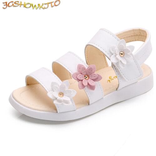 Girls Sandals Gladiator Flowers Sweet Soft Childrens Beach Shoes Kids Summer Floral Sandals Princess Fashion Cute High Quality
