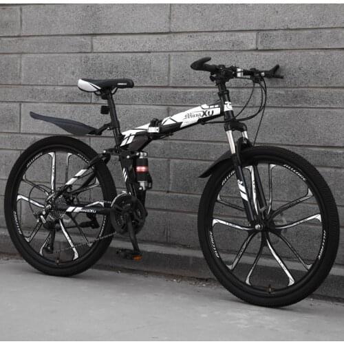 26 Inch 21/24/27 Speed Folding Bike Carbon Steel Frame Double Shock for Student Adult