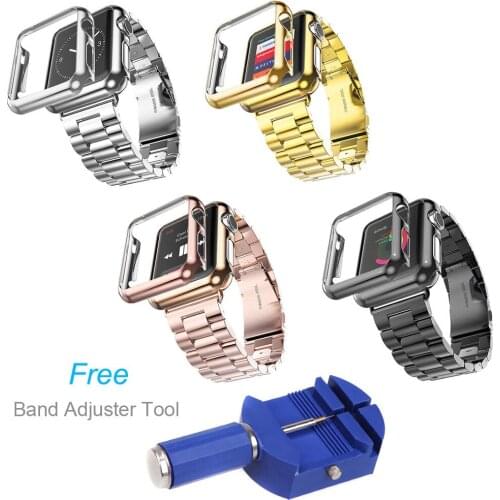 Replacement Band for Apple Watch Series 1/2/3 Stainless Steel Metal Strap 42mm 38mm Case for Apple iWatch Cover and Tool