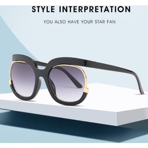 Luxury Oversized Sunglasses Women Vintage Brand Cat Eye Half Frame Sun Glasses Men Female Lady Shades Oculos De Sol New UV400