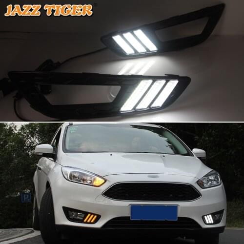 LED Daytime running lights For Ford Focus 3 MK3 2015 2016 2017 2018 Drl with turn signals for cars auto fog lights headlights