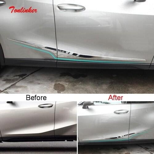 Tonlinker Exterior Car Door Edge Cover case Protection Stickers for Lexus UX 2019-20 Car Styling 4 PCS ABS Chrome Cover stickers