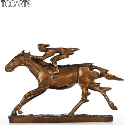Tooarts Tomfeel Metal Sculpture Knight On Cavalry Horse Figurine Modern Sculpture Decor Collectible Statues Gift Bronze-colored