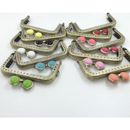 Cute colorful eye buckle design straight carved edge vintage bronze color 8.5cm female DIY coin bag metal clasp purse frame 10pc