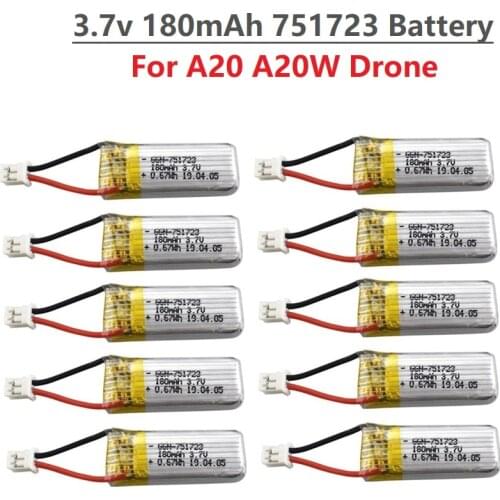 1-10Pcs Original 3.7V 180mAh Lipo Battery For A20 A20W Drone RC Quadcopter Spare Parts For A20 A20W Four-axis Drone Battery