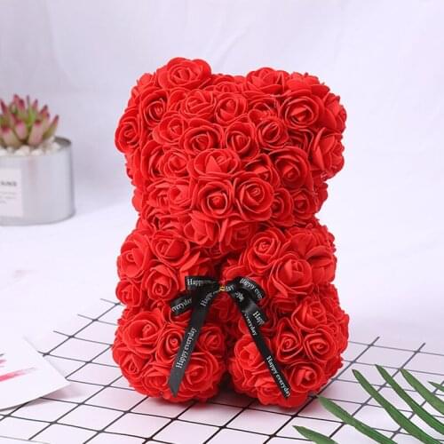 1 pc 20cm Soap Foam Bear of Roses Teddy Bear Rose Flower Artificial New Year Gifts Valentines Gift