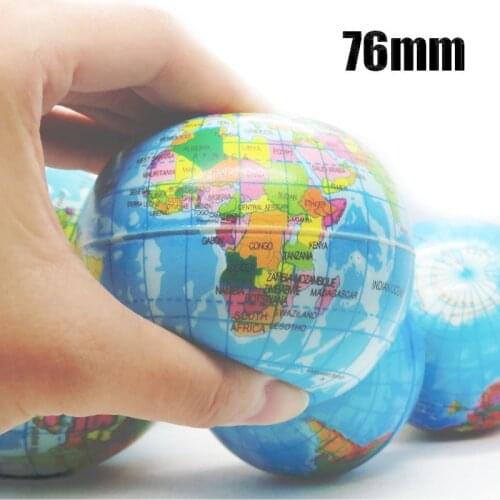 1PC 76mm Anti Stress Relief World Map Foam Ball Atlas Earth Globe Palm Ball Planet Toys for Chrildren Educational Supplies