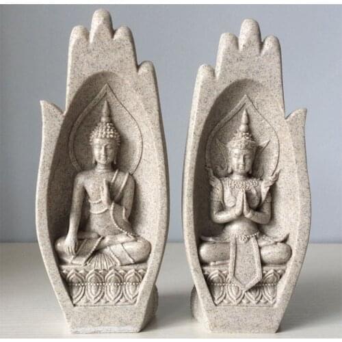 2Pcs/Sets Hands Buddha Sculptures Statue Monk Figurine Tathagata India Yoga Home Decoration Accessories Ornaments Artware Gifts