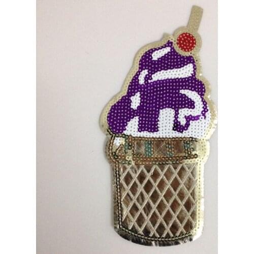 20pcs Ice Cream Glitter Patches Sew On parches Sequined Jeans Jacket Patch For Clothing bordados Patchwork Appliques Motif Badge