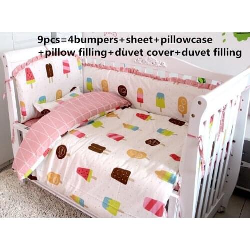 2017! 6/7PCS baby bedding sets,cama bebe cotton cama bebe crib bedding set Duvet ,120*60/120*70cm