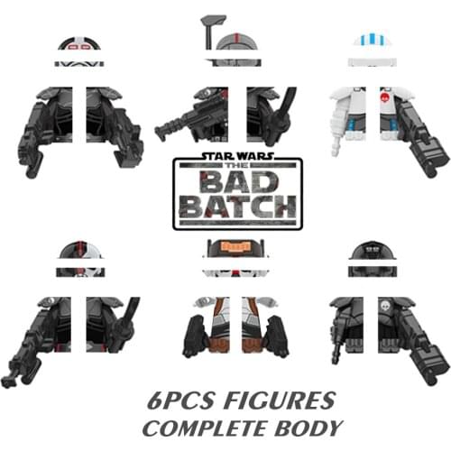 6PCS/SET Star Space Wars Figures The Bad Batch Clone Troopers Hunter Crosshair Tech Wrecker Echo Building Blocks Bricks Toys Kid