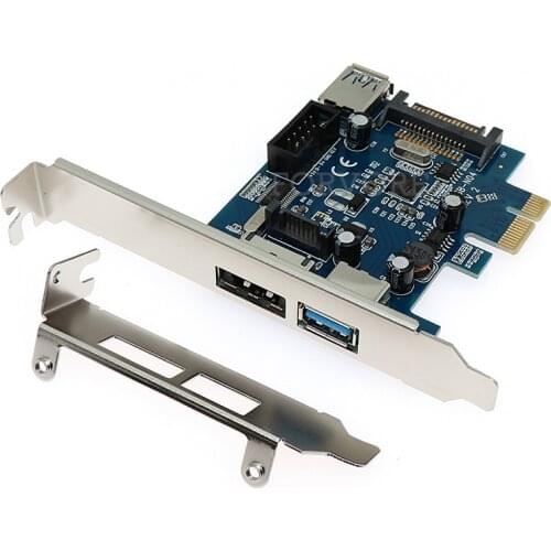 2x USB3.0 Power eSATA PCIe Card 9pin USB eSATA PCI-e Adapter Converter Card with SATA Power Socket