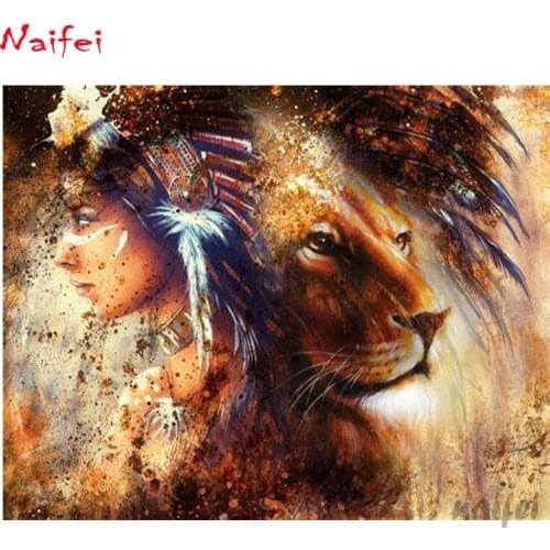 Full square/round drill diy diamond painting abstract lion & woman landscape mosaic embroidery beads 5d cross stitch kits hobby