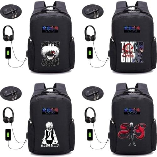 Anime Tokyo ghouls Backpacks USB Charging Backpack Teenagers student book bag Laptop Backpack Anti-theft Bags 12 style