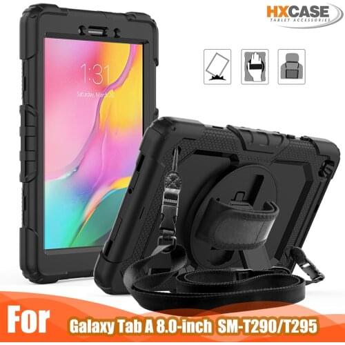360 Rotation Hand Strap/Kickstand Tablet Case for Samsung Galaxy Tab A 8.0 2019 T290 T295 Silicone Cover with Pencil Holder