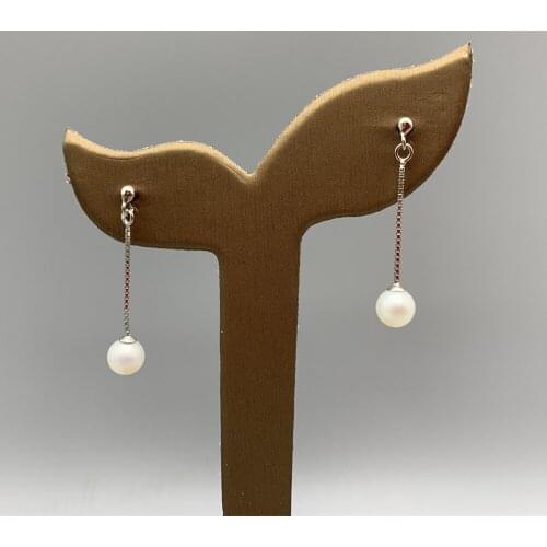 FoLisaUnique 925 Sterling Silver Stud Dangle Earring For Women Gift Elegant 6-7mm AAA High End Quality White Freshwater Pearl