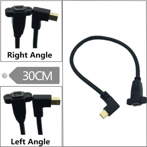 Left & Right 90 Angled Lock screw hole computer Mini DP revolution mother test extension cable mini DisplayPort data Cable 0.3M