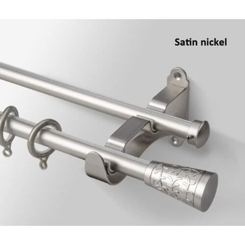 Quality good loading eco-friendly plated 19+19mm/3/4-IN diameter stainless Double curtain rod+Round Znic finial& metal brackets