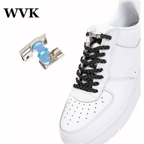 2PCS Magnetic Reflective Shoelaces Flat Elastic Shoe Laces No Tie Shoelace Lazy Laces Safety Quick Lock Black Shoes Lace Strings