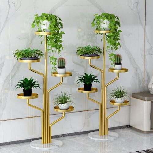 Fashion light luxury metal plant stand multi-layer floor type balcony flower rack simple modern living room decorative shelf
