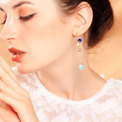 Fashion Korean Enamel Glaze Leaves Metal Long Drop Earrings For Women Wedding Party Statement Dangle Earring Femme Jewelry Gift