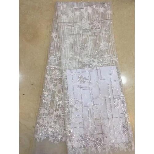 New mesh embroidery snowflake pattern beaded embroidery wedding dress stage dress three-dimensional embroidery fabric