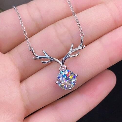 Fashion Antlers Crystal Zircon Diamonds Pendant Necklaces for Women Girl White Gold Silver Color Jewelry Choker Accessories Gift