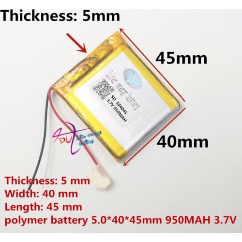 Rechargeable 3.7v lithium polymer battery SD 504045 950mah GPS MP3 MP4 battery