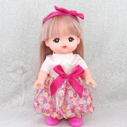 25cm Pink dress+Headband set for baby dolls Handmade Fashion Dress For Mell chan Dolls Accessories girls birthday gift