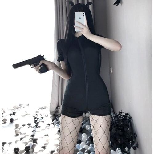 Sexy Anime Agent Cosplay Costume Silky Lingerie Bodysuit Erotic Outfit Women Zipper Wrapped Chest Sweet Gift For Girlfriend