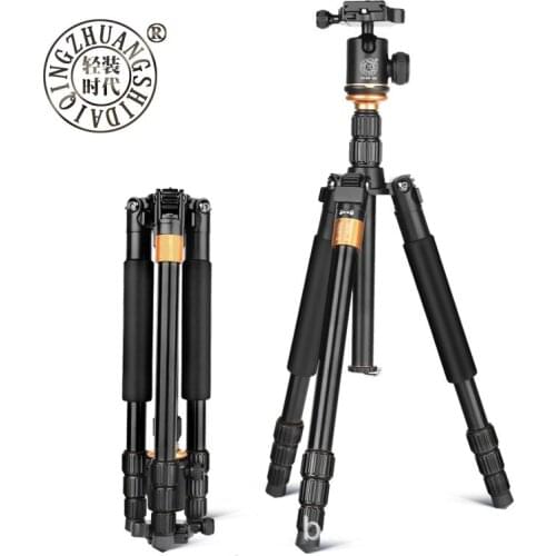 QZSD Q999S Aluminium Alloy Camera Tripod Video Monopod Professional Extendable Tripod with Quick Release Plate and Ball Head