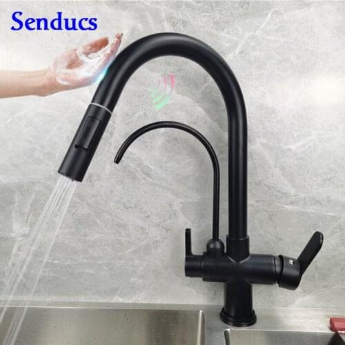 Touch Filter Kitchen Faucets Senducs Hot Cold Kitchen Mixer Tap Copper Brass Pull Out Kitchen Faucet Sensor Touch Kitchen Faucet