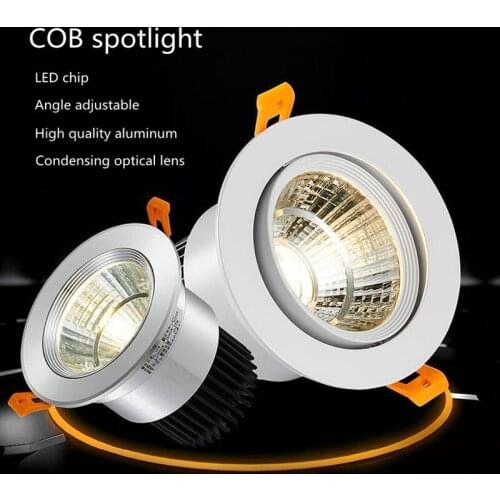 Super Bright Recessed LED Dimmable Downlight COB 5W 7W 9W 12W 15W 20W LED Spot light LED decoration Ceiling Lamp AC 110V 220V
