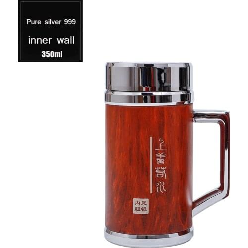 Sterling Silver 999 Vacuum Water Cup Sealed and Leak-proof Stainless Steel S999 Tea Cup Business Gift Car Thermos Cup 350ml