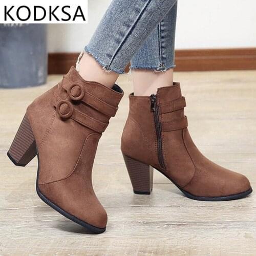 Red Boots Women 2021 Ankle Boots for Women High Heel Autumn Shoes Women Fashion Zipper Boots Size 43