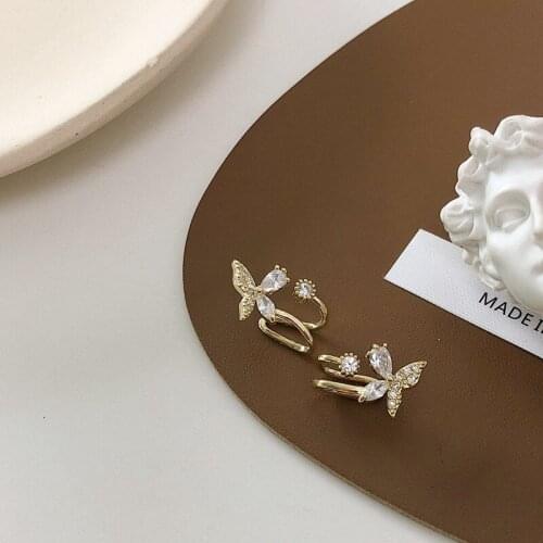 TIMEONLY Sweet CZ Zircon Bowknot No Pierced Ear Clip Earring French Elegant Cahrms Earrings for Women Ladies Accessories Girls