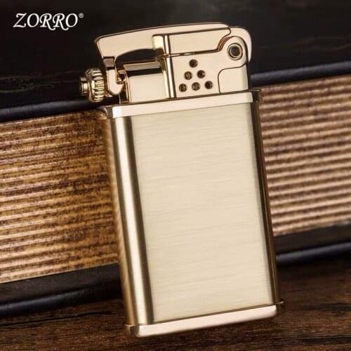 Zorro One Key Ejector Ignition Pure Copper Windproof Creative Ultra-thin Kerosene Lighter Gift