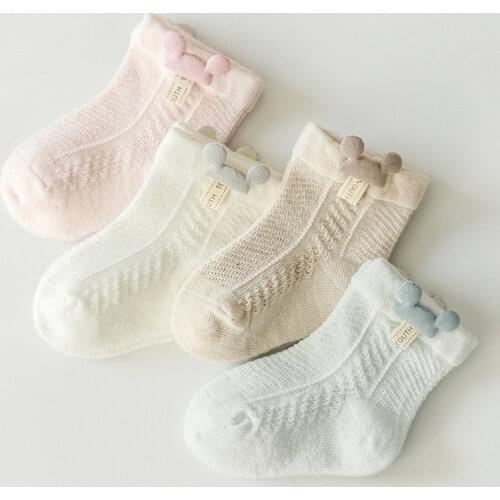 1 Pair Lytwtws Cotton Spring Breathable Thin Newborn Baby Girl Kids Sock Anti Slip Summer Mesh Socks Gift Children