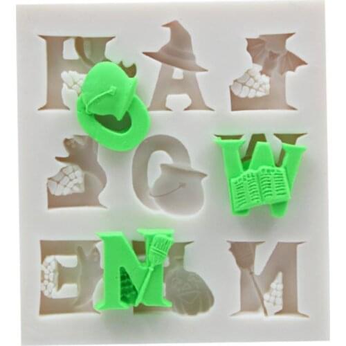 1 Pc Halloween Skull Mold 26 English Fondant Letters Silicone Mold Ghost Molding Mold DIY Cake Baking Mold Kitchen Accessories