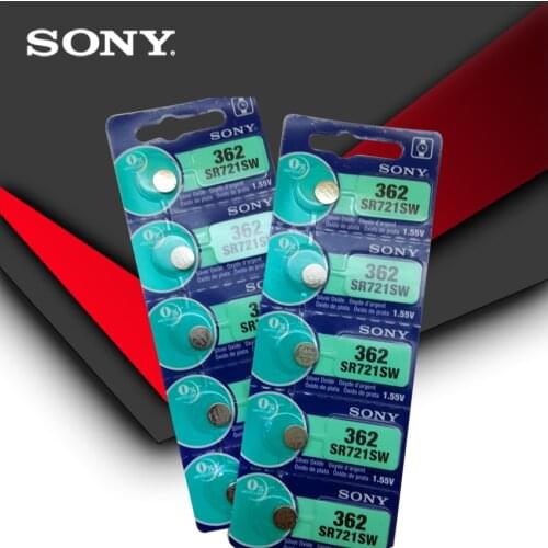 10pcs Sony 100% Original 362 SR721SW V362 GP62 AG1 1.55V Silver Oxide Watch Battery SR721SW 362 Button Coin Cell MADE IN JAPAN