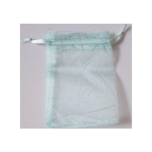 100pcs/lot 7x9cm Light Blue Christmas /Wedding Drawable Organza Voile Gift Packaging Bags&Pouches